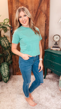 Michelle Basic Tee | Heather Green