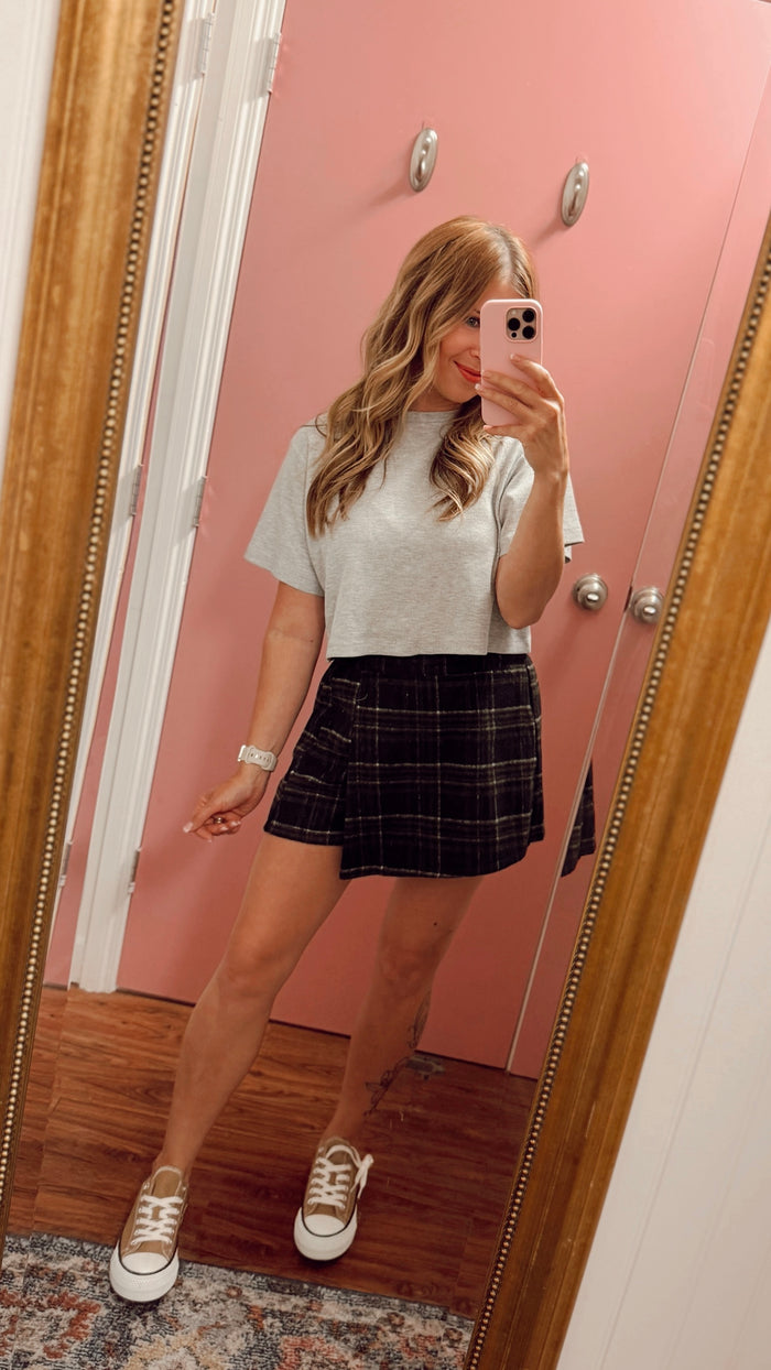 Lexi Waffle Tee: Grey