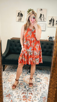 Angelina Floral Dress: Orange