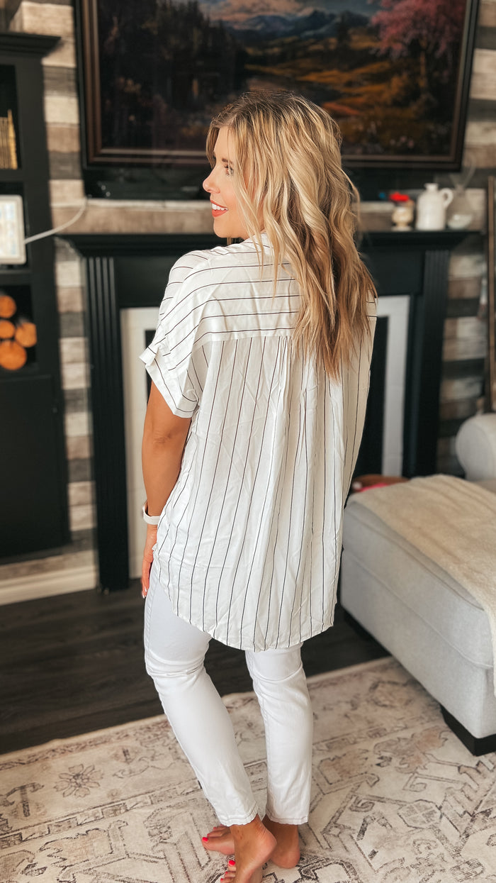 Lynn Stripe Blouse | White