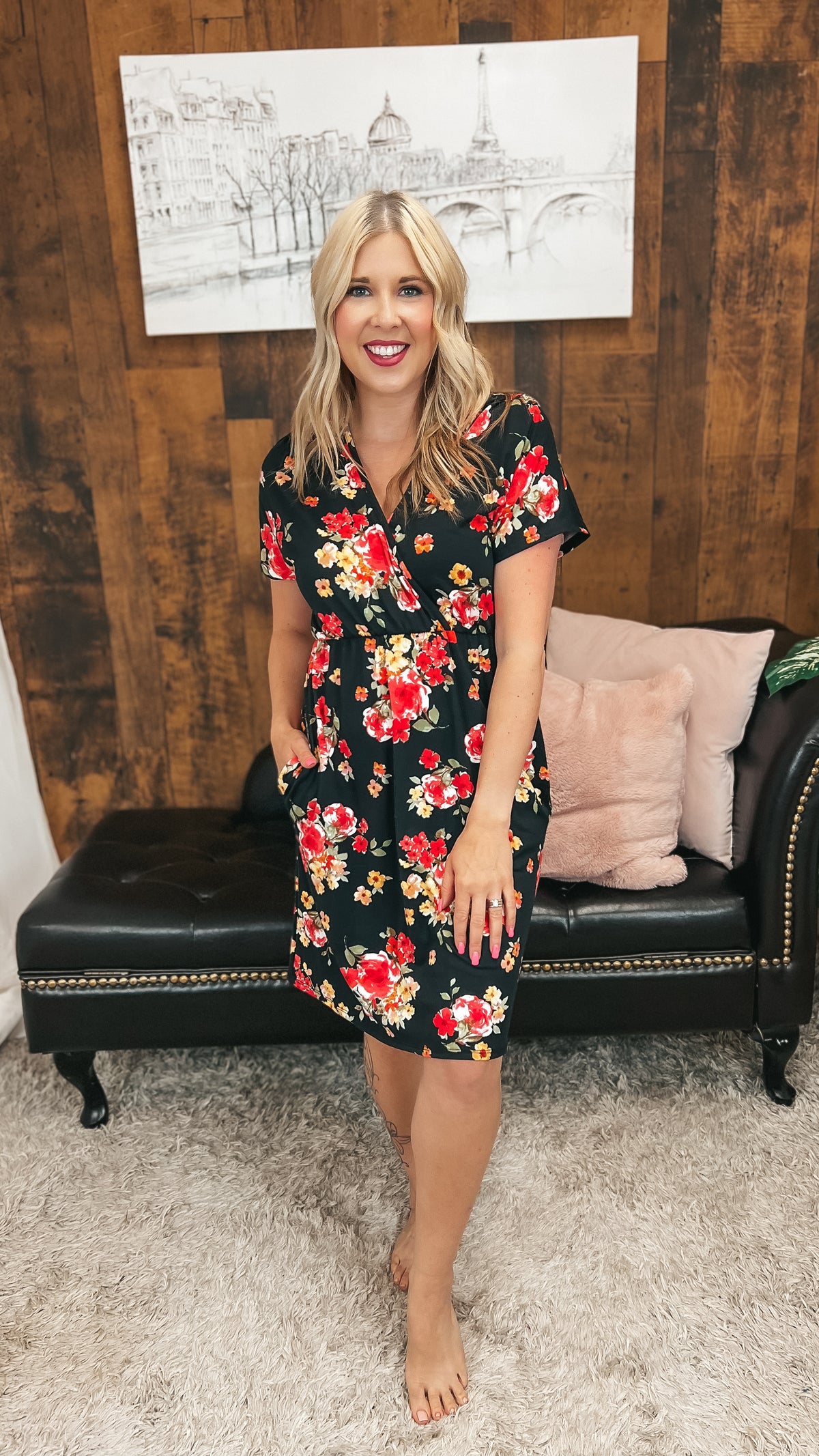 Sonya Floral Dress | Black