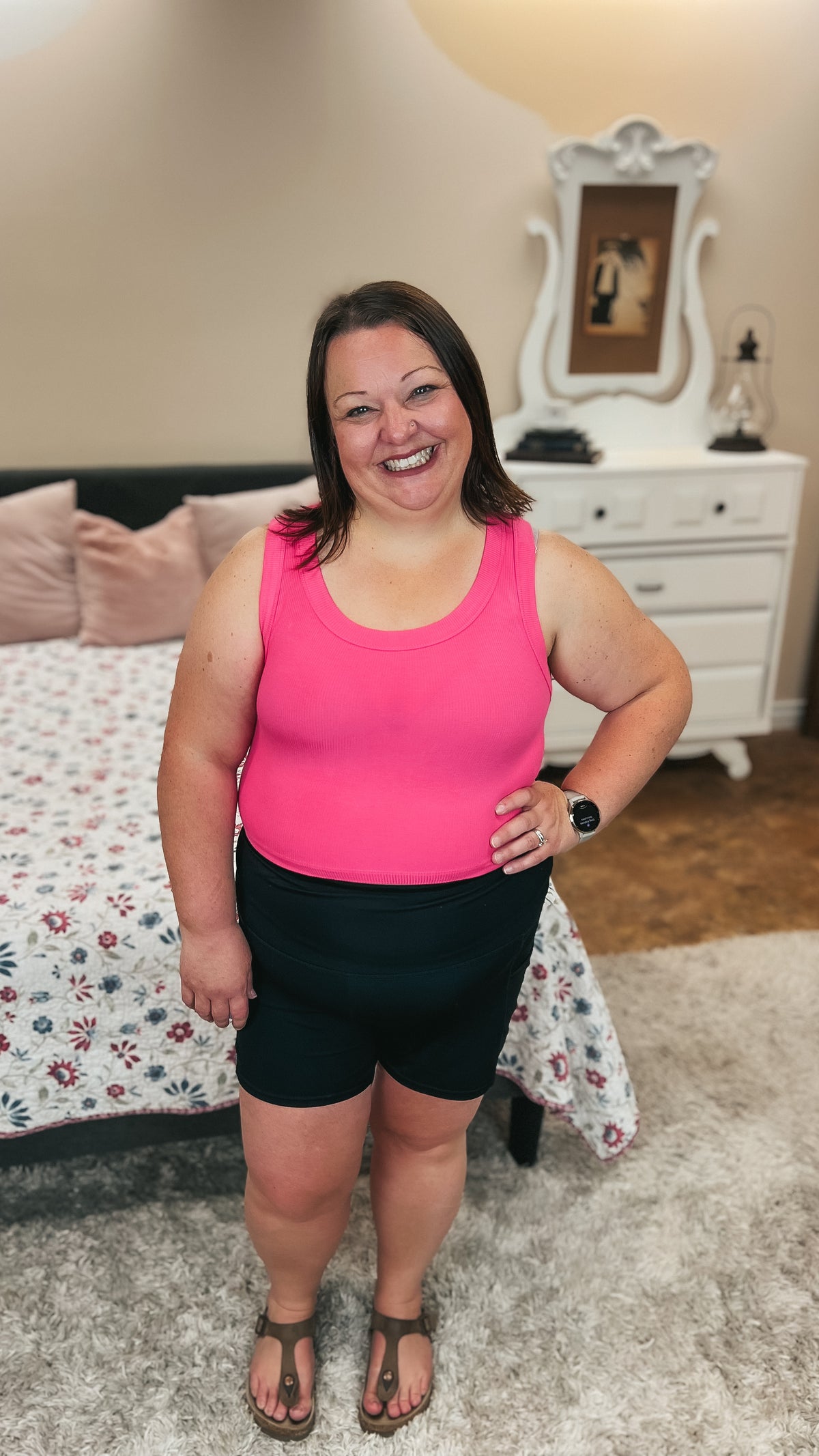 Tamara Ribbed Tank Top: Fuchsia