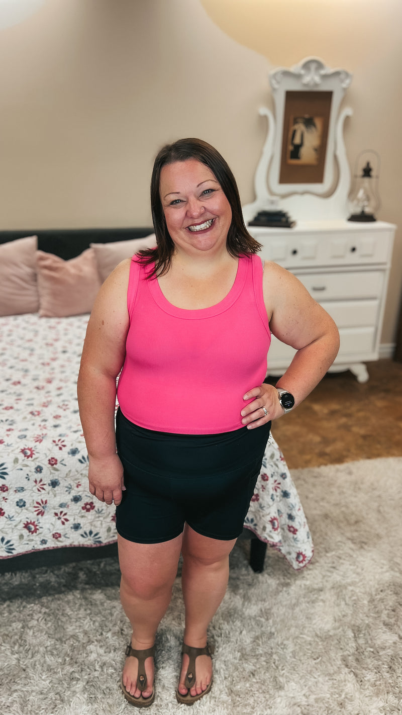 Tamara Ribbed Tank Top: Fuchsia