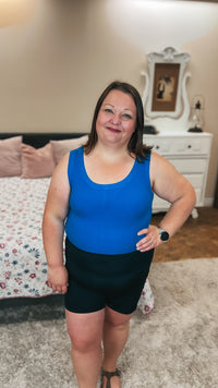 Tamara Ribbed Tank Top: Ocean Blue