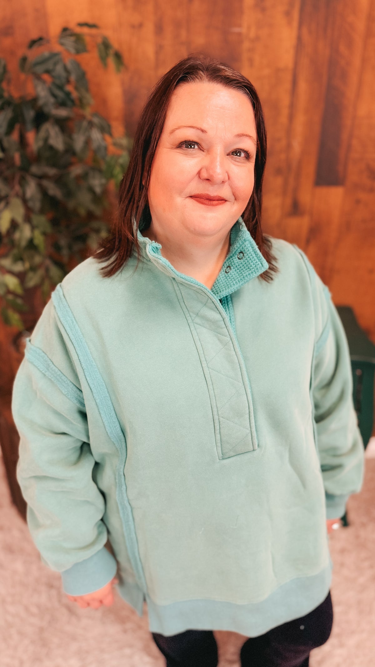 Charlene Snap Sweatshirt | Sea Green