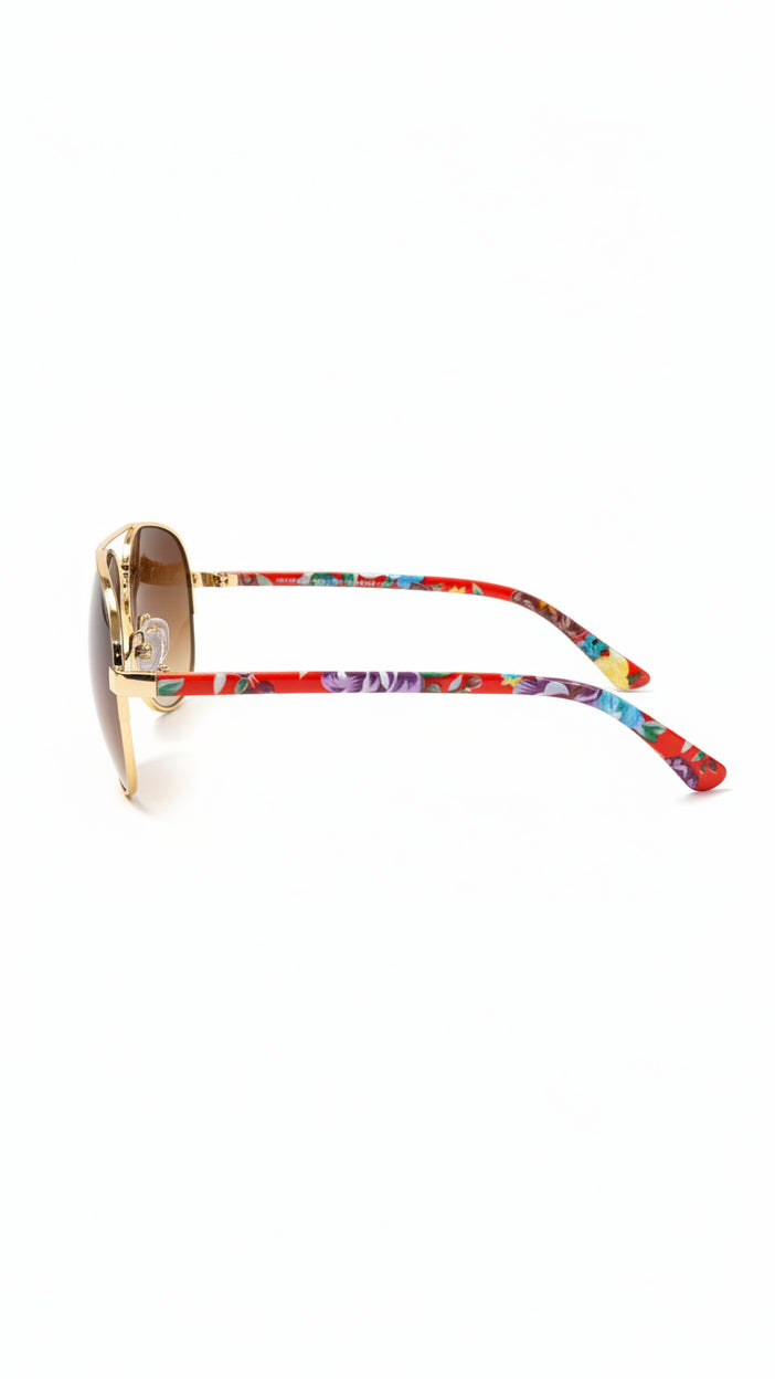 Floral Aviator Sunglasses & Case | Red Floral