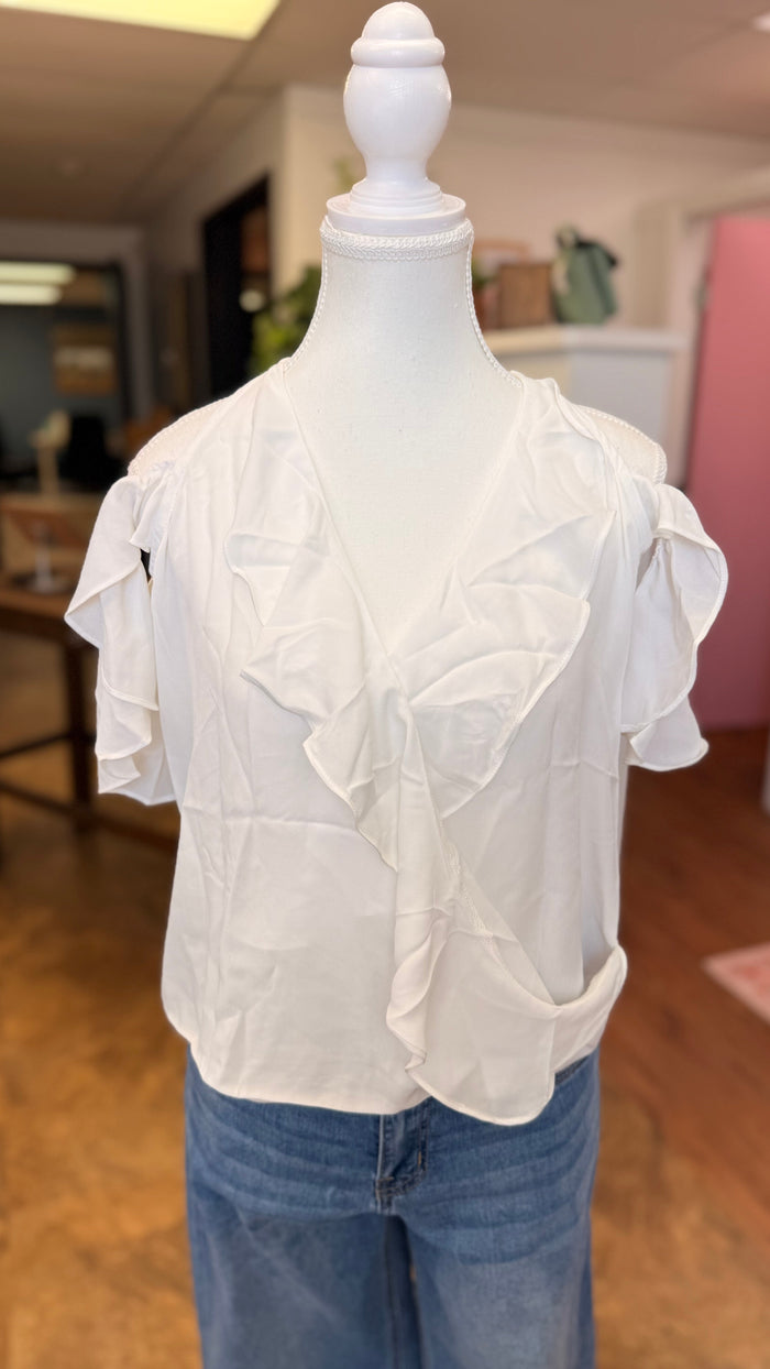 14 White Flutter Blouse | SAMPLE SALE