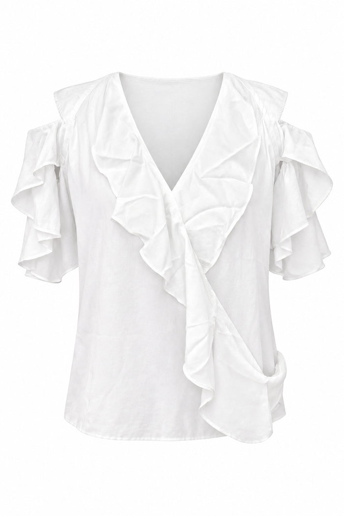 White blouse with ruffles