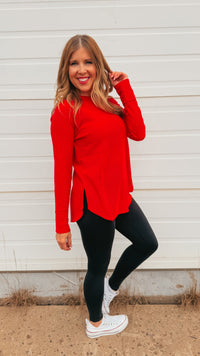 Leslie Waffle Long Sleeve | Red