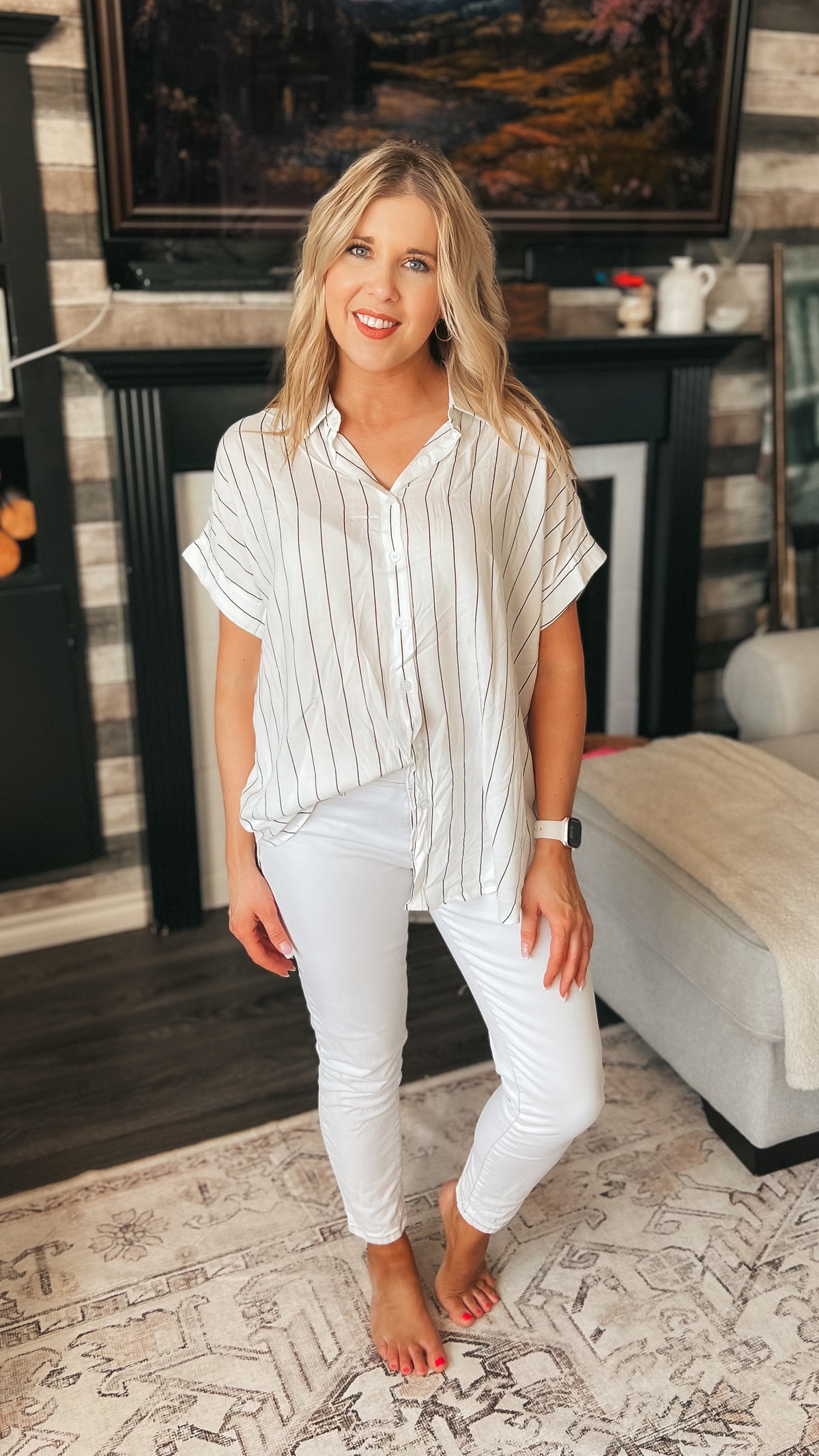Lynn Stripe Blouse | White