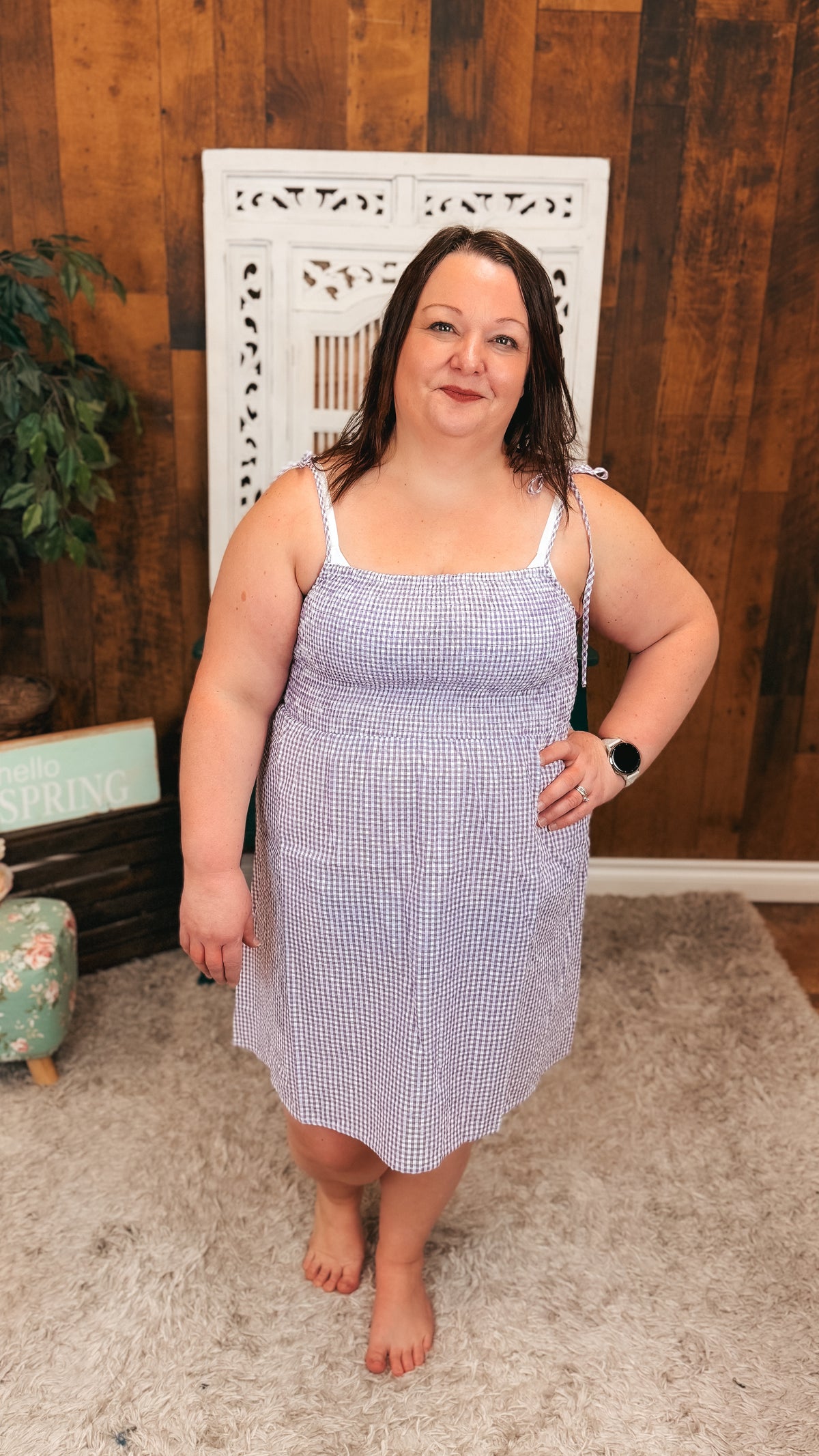 Eva Gingham Sundress | Purple