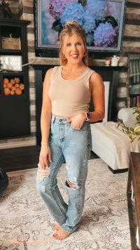 Tamara Ribbed Tank Top: Light Mocha