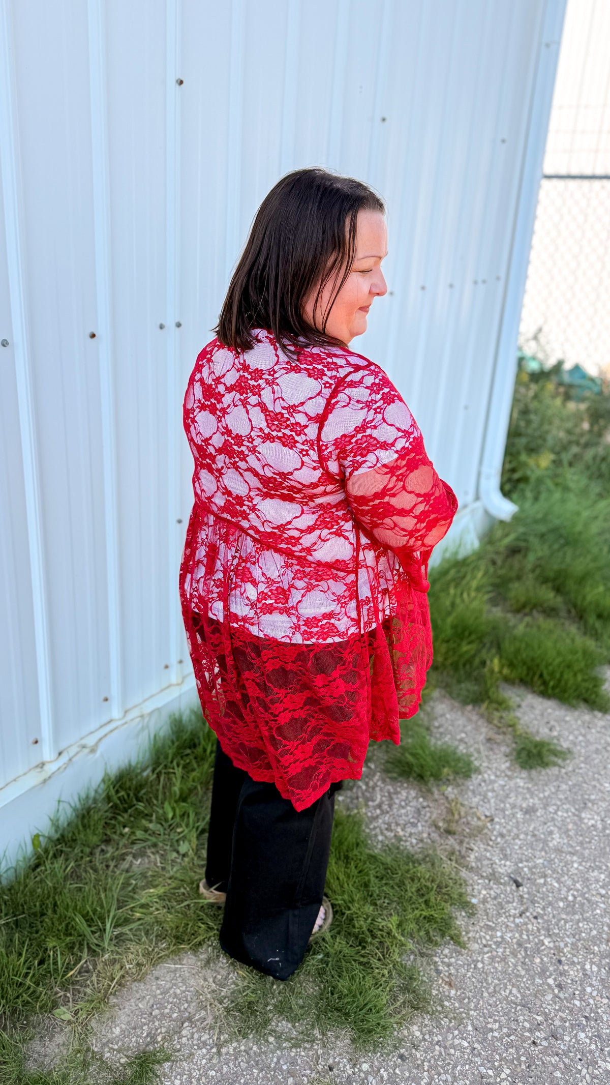 Rosemary Lace Cardigan | Red