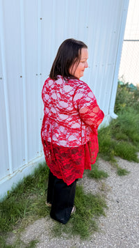 Rosemary Lace Cardigan | Red