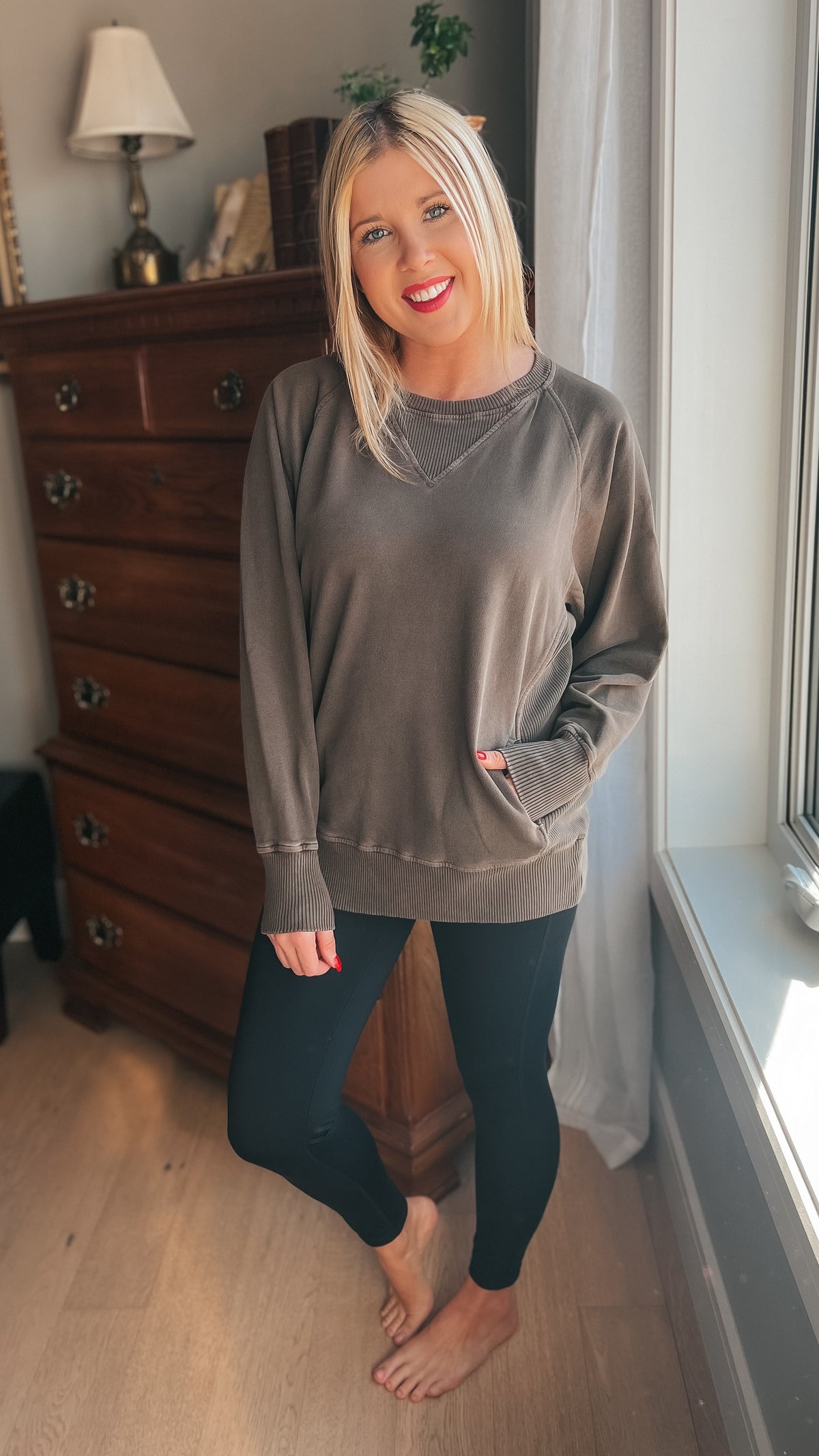 Lori Pocket Sweater: Brown