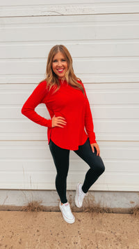 Leslie Waffle Long Sleeve | Red