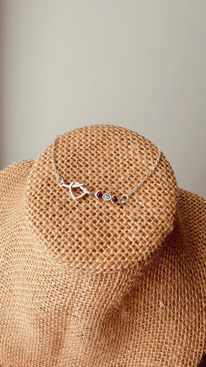 Heart Knot Bracelet | Red, White, Red