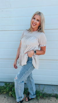 Dolly Babydoll Top: Beige