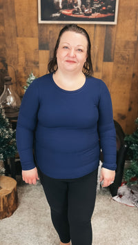 Tatum Ribbed Long Sleeve | Navy