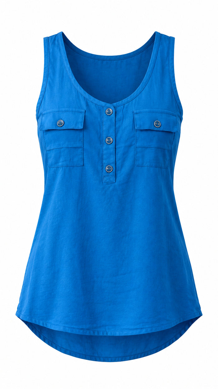 Coralee Pocket Tank: Royal Blue