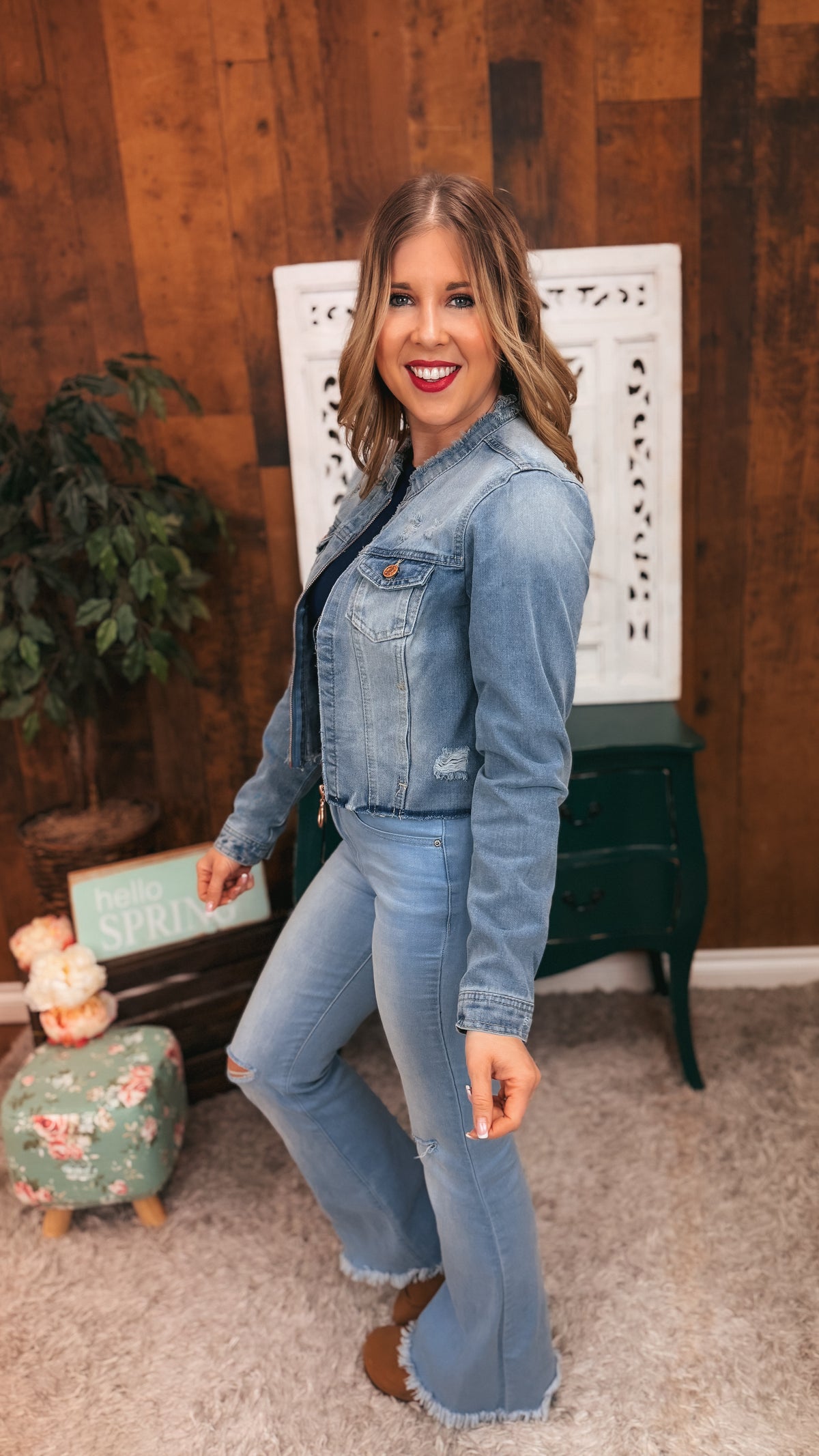 Joey Crop Denim Jacket | Medium Blue