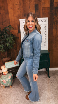 Joey Crop Denim Jacket | Medium Blue