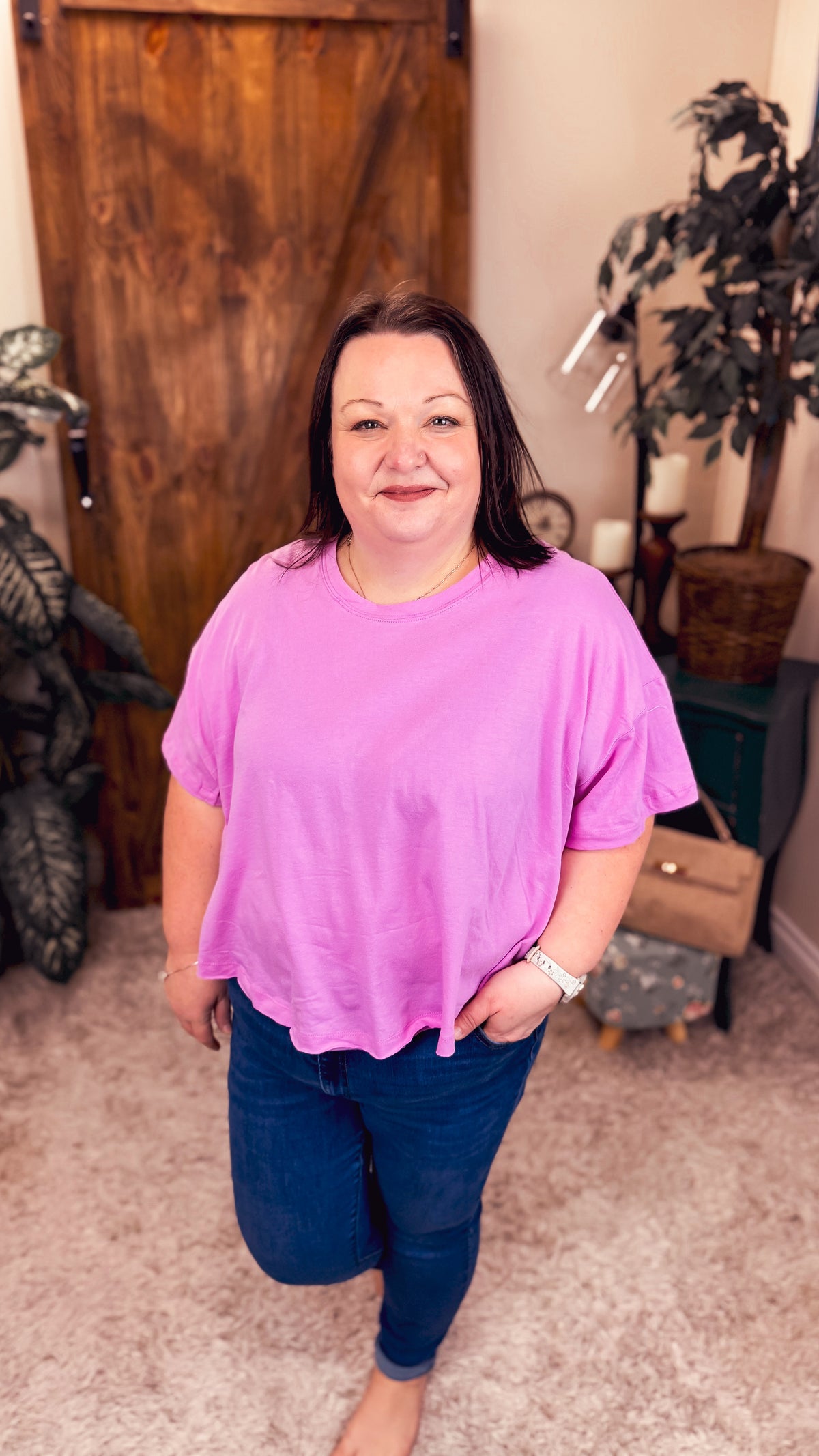 Juliette Flutter Tee | Bright Mauve