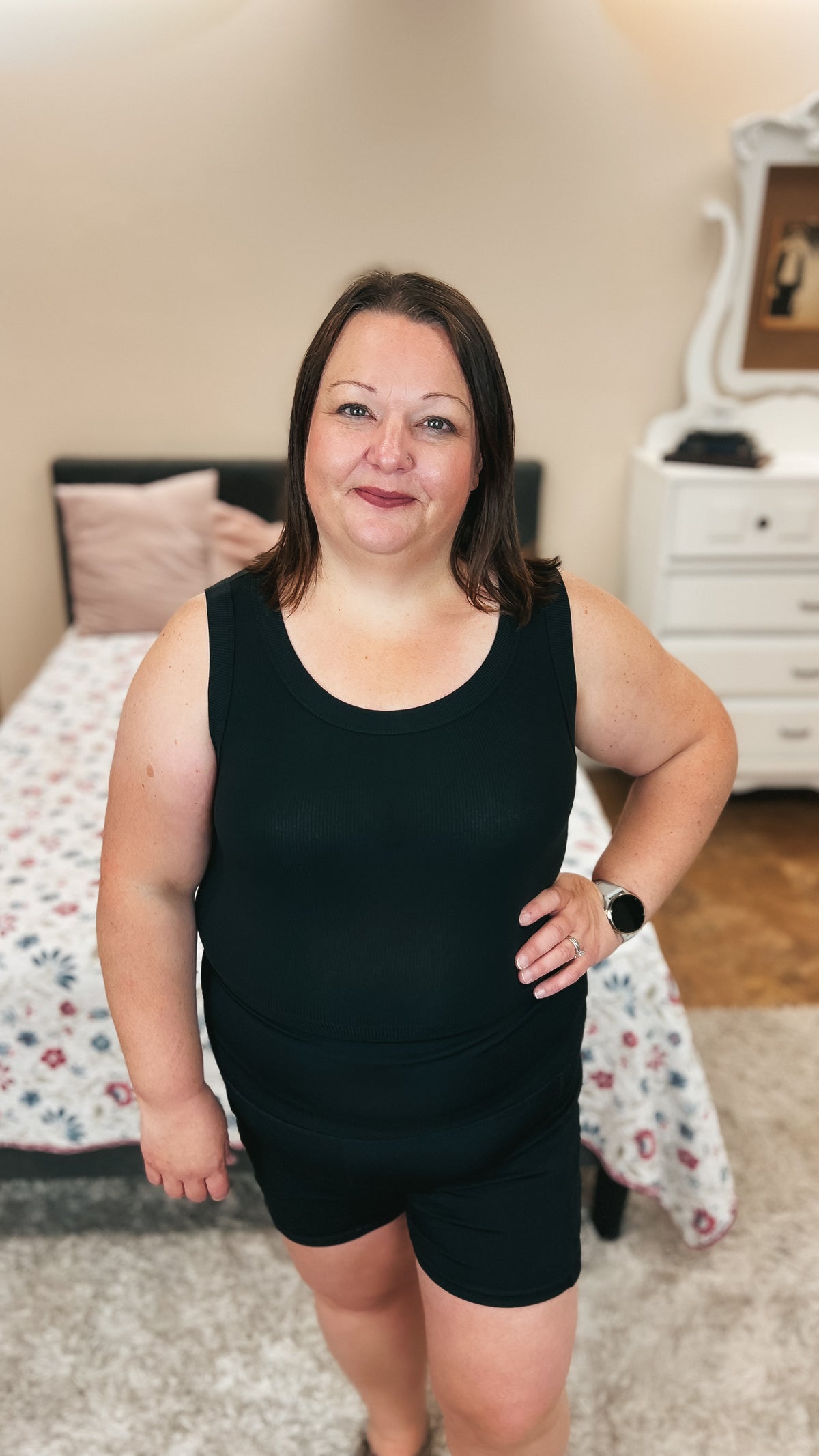 Tamara Ribbed Tank Top: Black