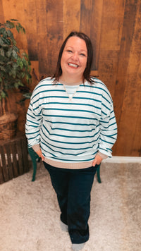 Mariah Stripe Long Sleeve | Teal & Ivory