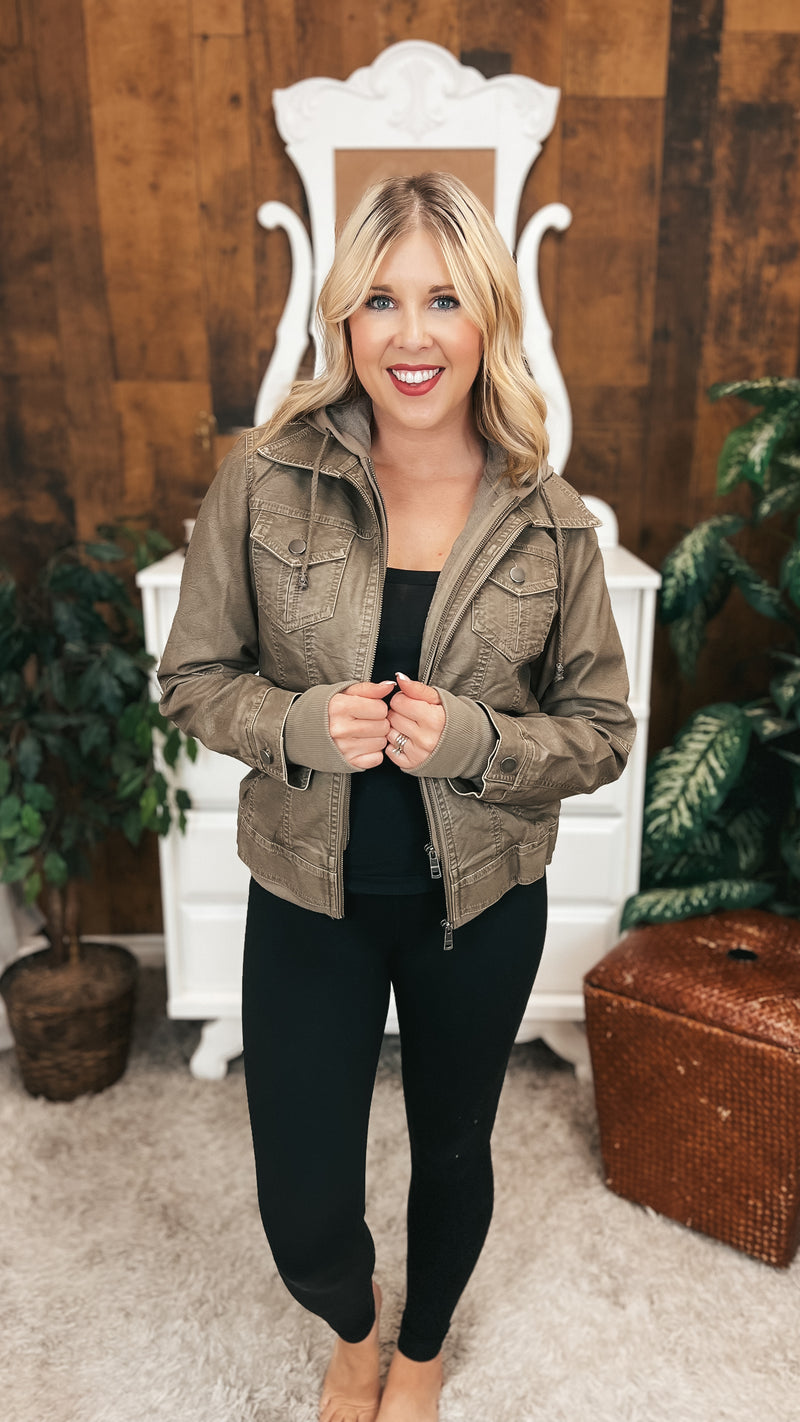 Joey Faux Leather Jacket | Grey