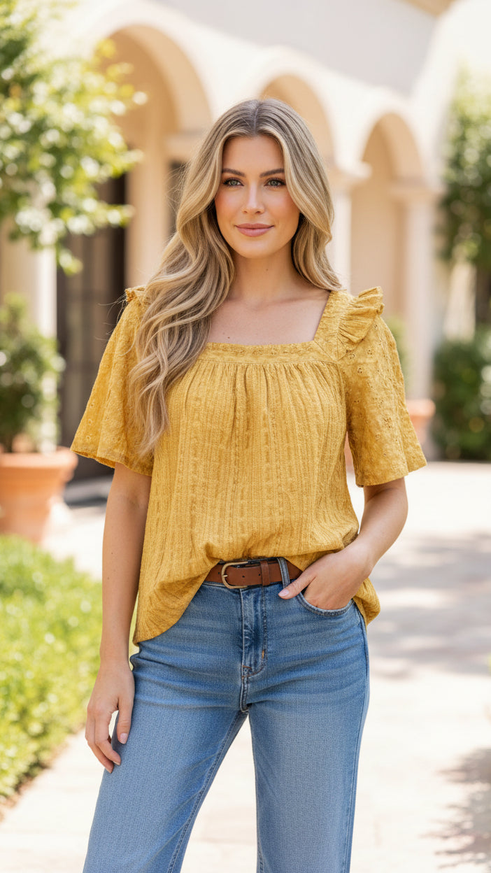 # 25 - Yellow Lace Blouse | M | SAMPLE SALE