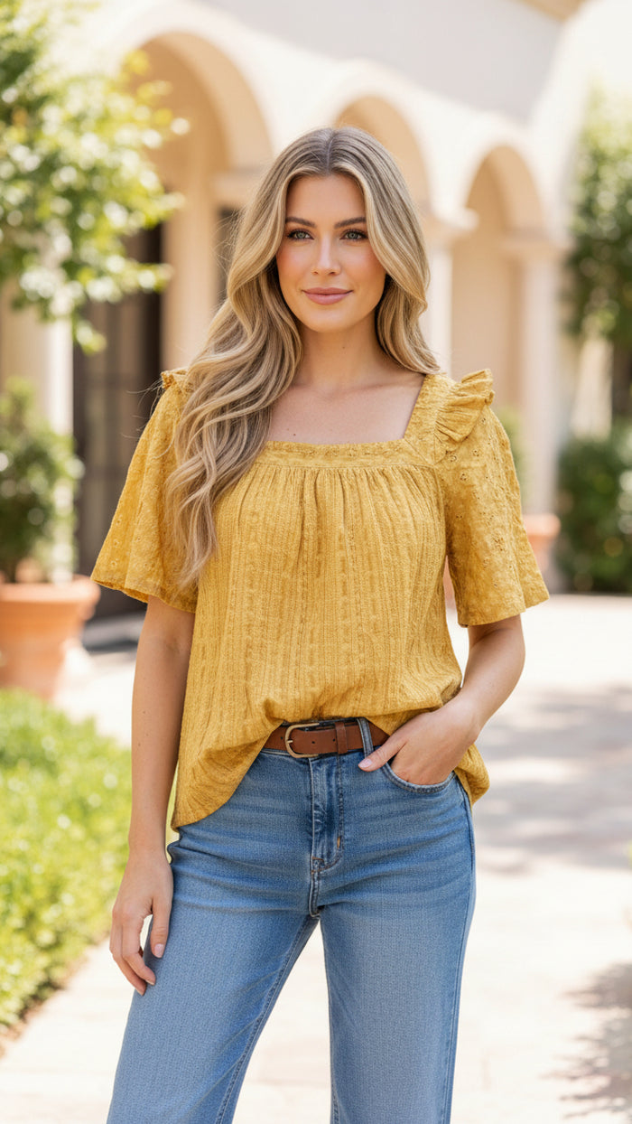 # 25 - Yellow Lace Blouse | M | SAMPLE SALE