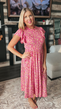 Victoria Floral Sundress: Fuchsia