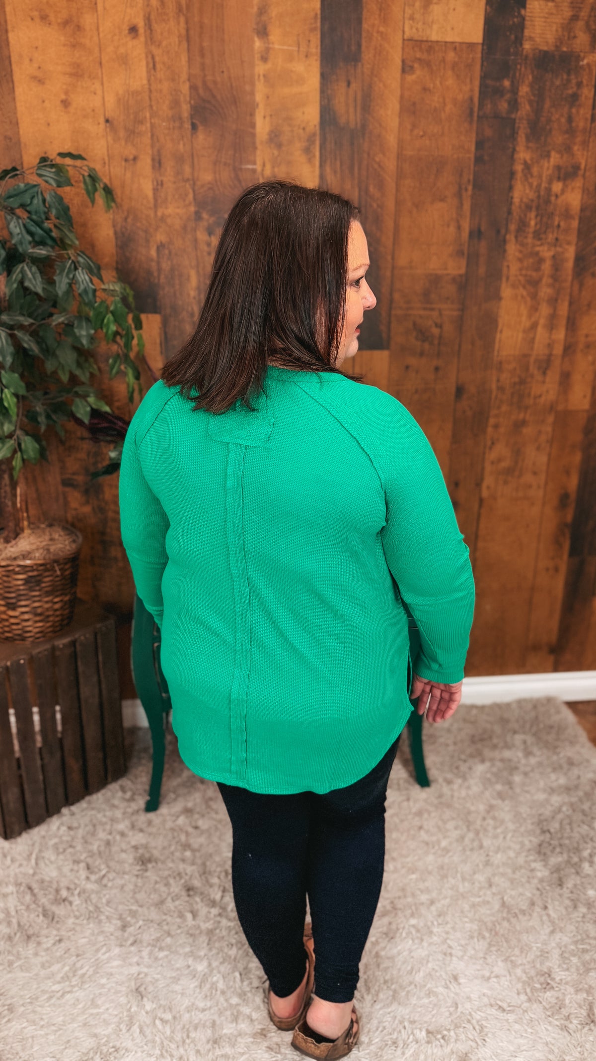 Leslie Waffle Long Sleeve | Kelly Green