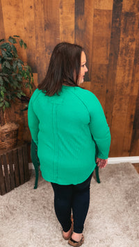 Leslie Waffle Long Sleeve | Kelly Green