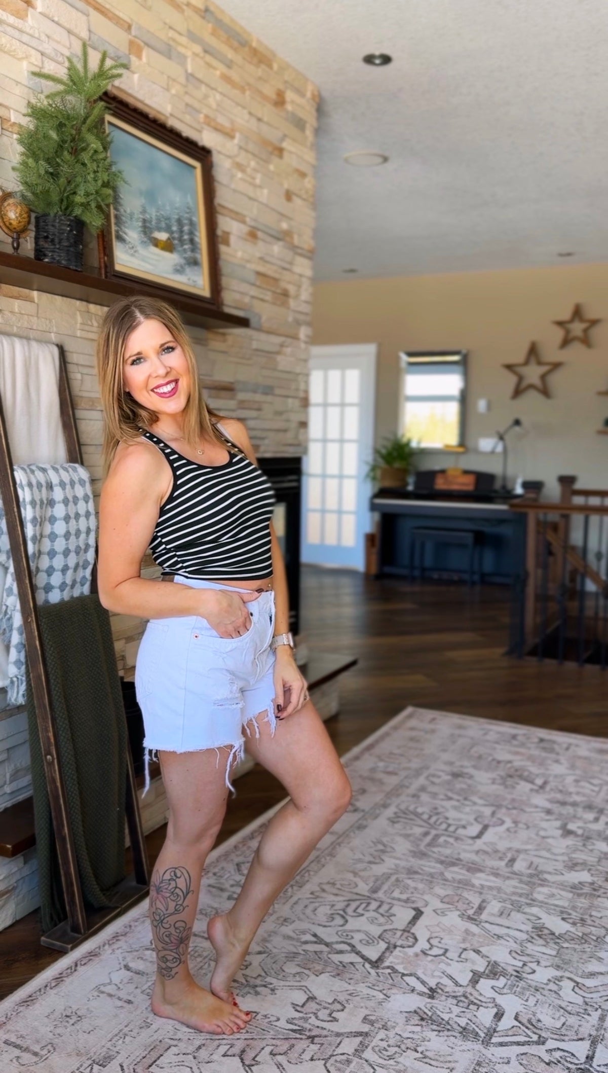 Ann Marie Stripe Tank Top | Black