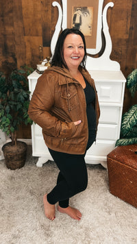 Joey Faux Leather Jacket | Camel