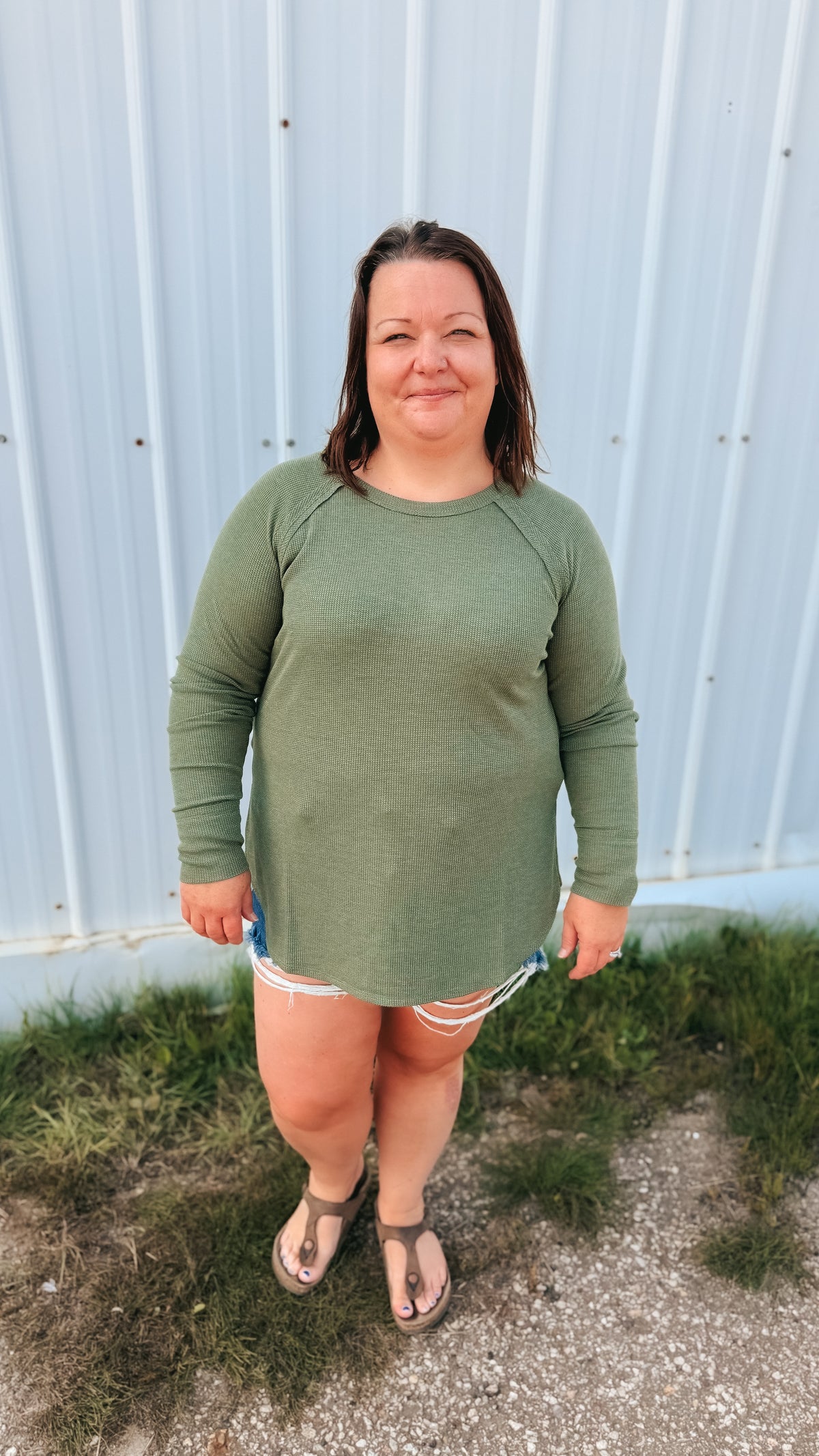 Leslie Waffle Long Sleeve | Army Green