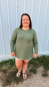 Leslie Waffle Long Sleeve | Army Green
