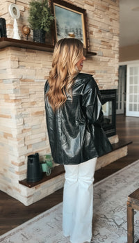 Stephanie Faux Leather Jacket | Black