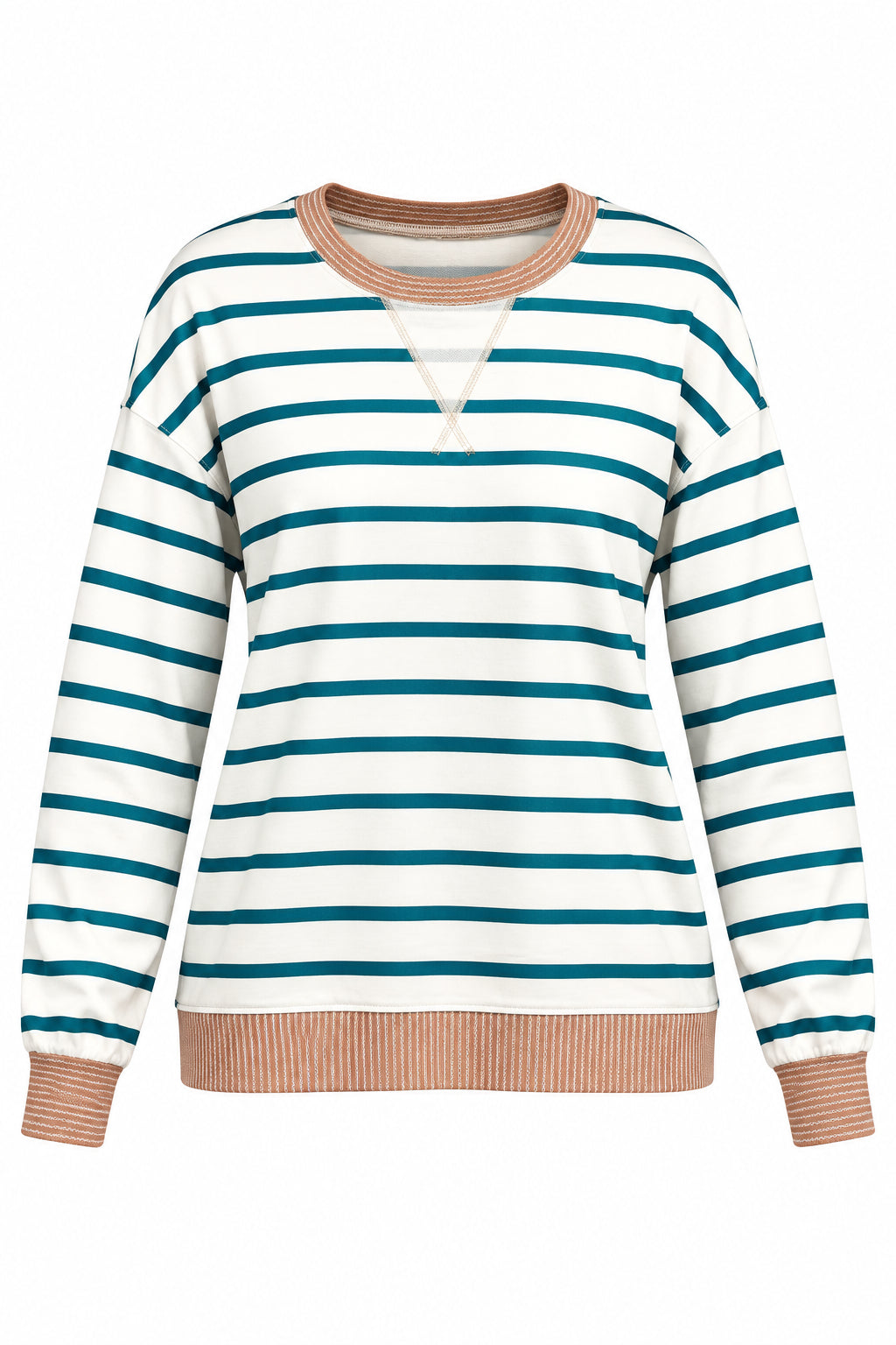 Mariah Stripe Long Sleeve | Teal & Ivory