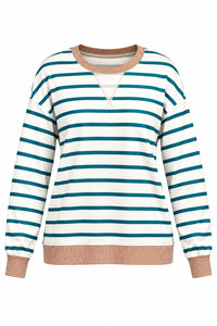 Mariah Stripe Long Sleeve | Teal & Ivory
