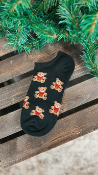 Teddy Bear Ankle Socks: Black *𝗗𝗢𝗢𝗥 𝗖𝗥𝗔𝗦𝗛𝗘𝗥*