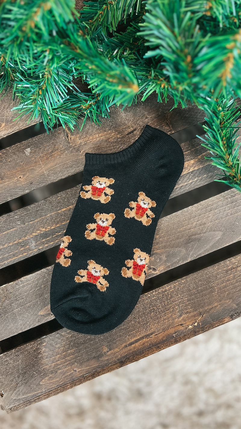 Teddy Bear Ankle Socks: Black *𝗗𝗢𝗢𝗥 𝗖𝗥𝗔𝗦𝗛𝗘𝗥*