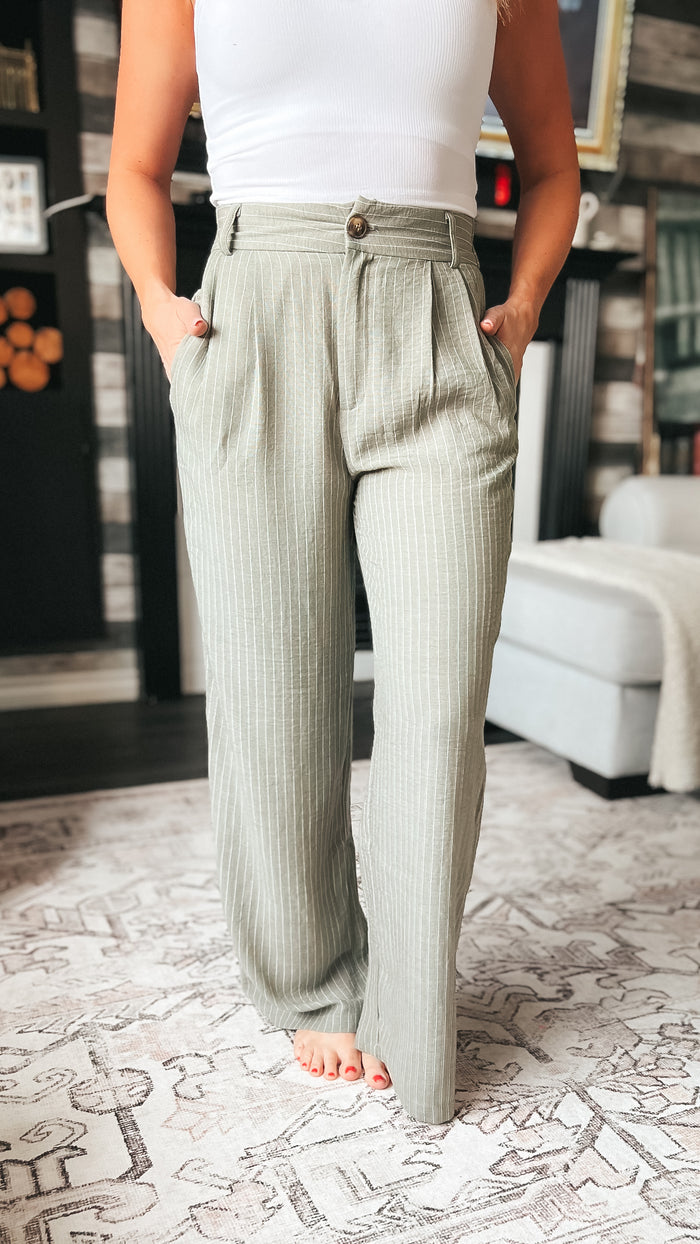 Gracy Pinstripe Dress Pants | Olive