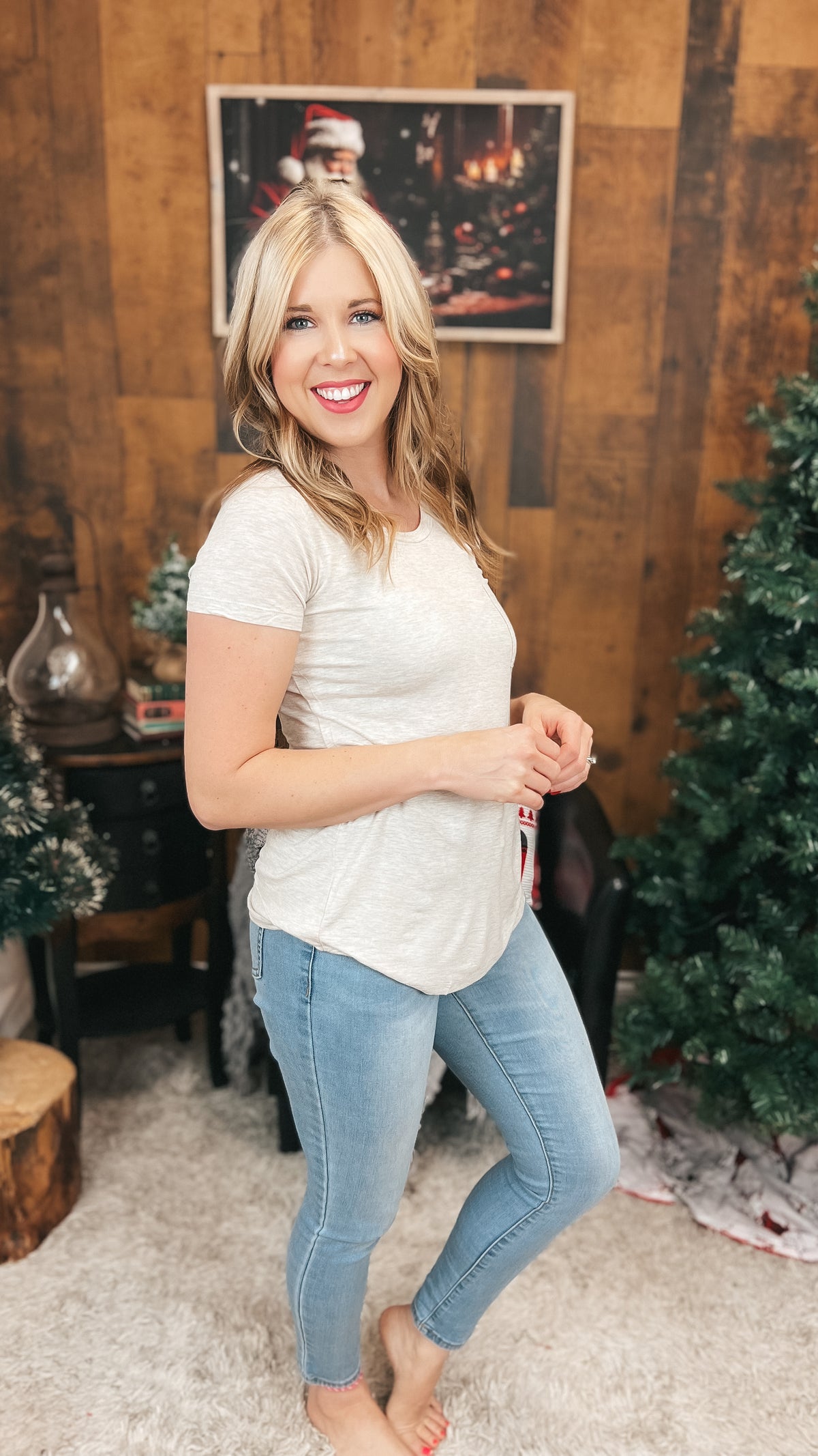 Laura Heathered Tee | Oatmeal