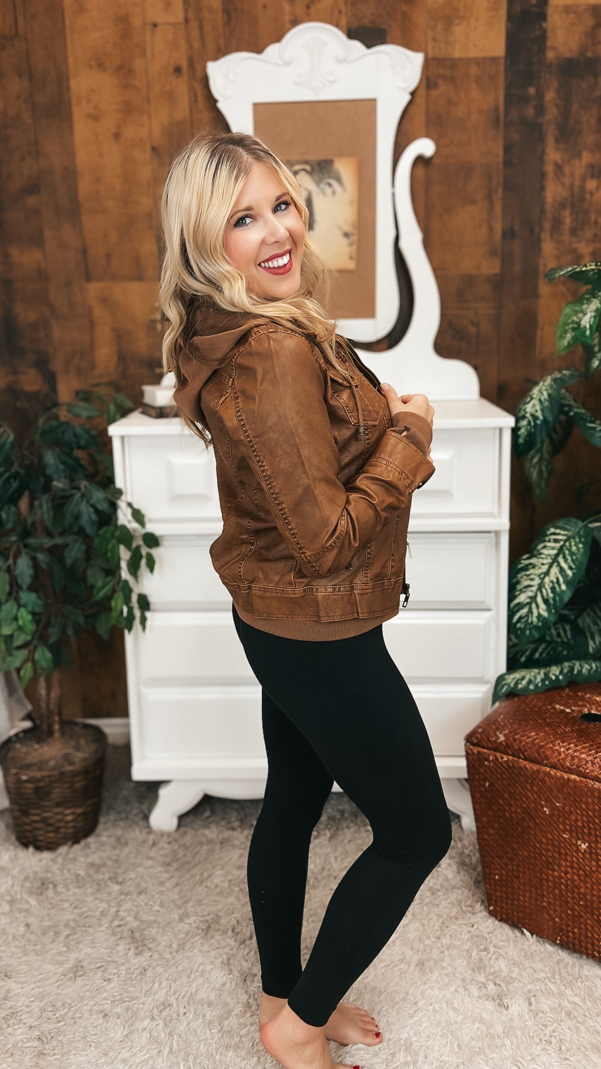 Joey Faux Leather Jacket | Camel