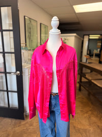 # 34 - Pink Fringe Blouse | L | SAMPLE SALE