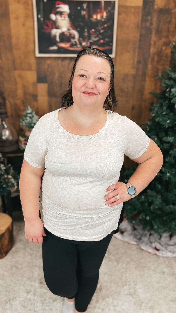 Laura Heathered Tee | Oatmeal