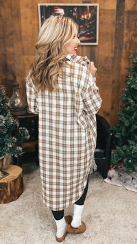 Mariska Plaid Button Down Cardigan | Brown